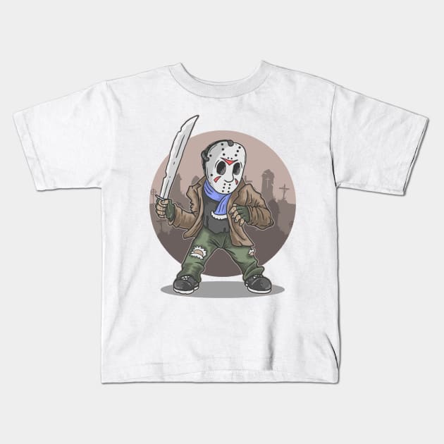 Halloween Hockey Jason voorhees with machete Funny Gift Kids T-Shirt by artspot